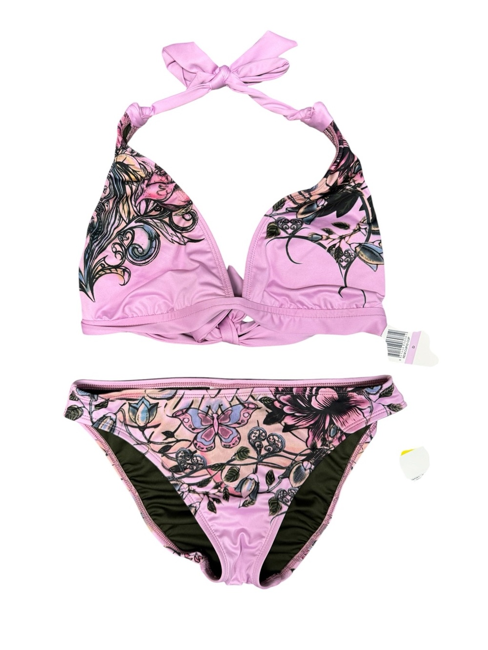 Lucky Brand Y2K Vintage Bikini Two Piece Set Swimsuit Swim Pink Medium D NEW NWT